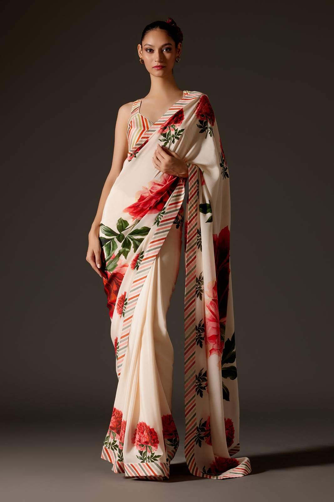 Digital Printed Satin Silk Saree With Blouse Piece |