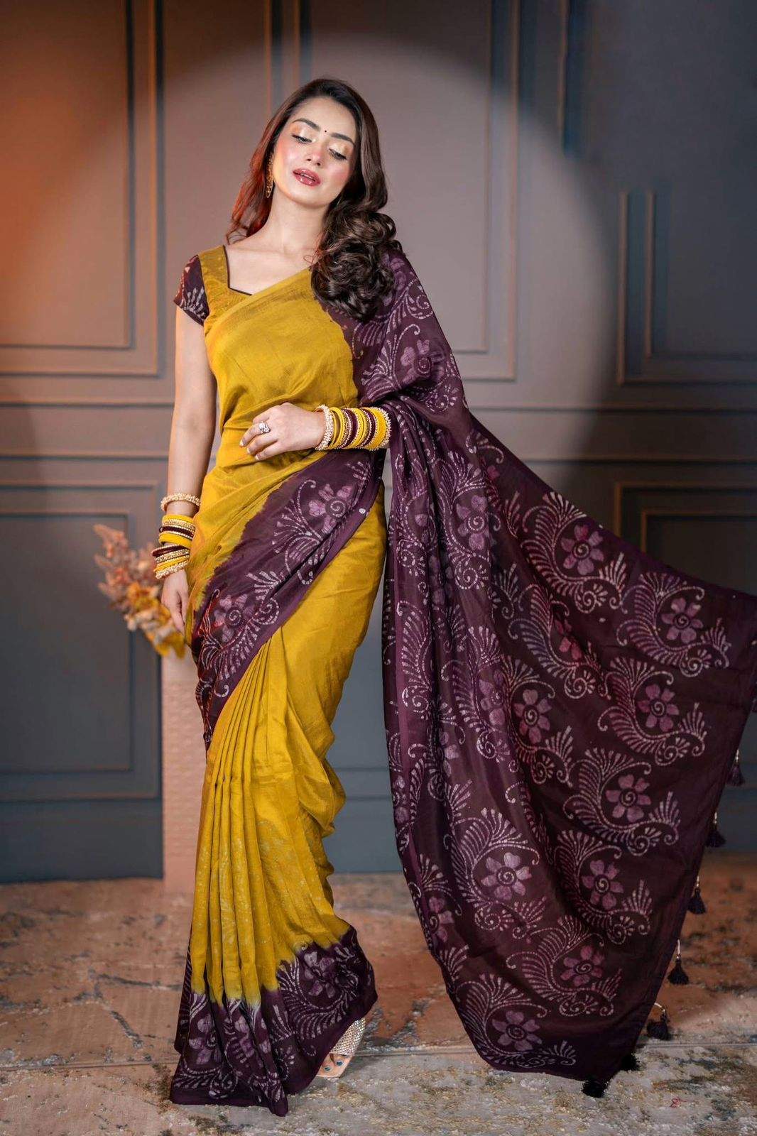 New Batik Design Printed Saree With Blouse Piece |