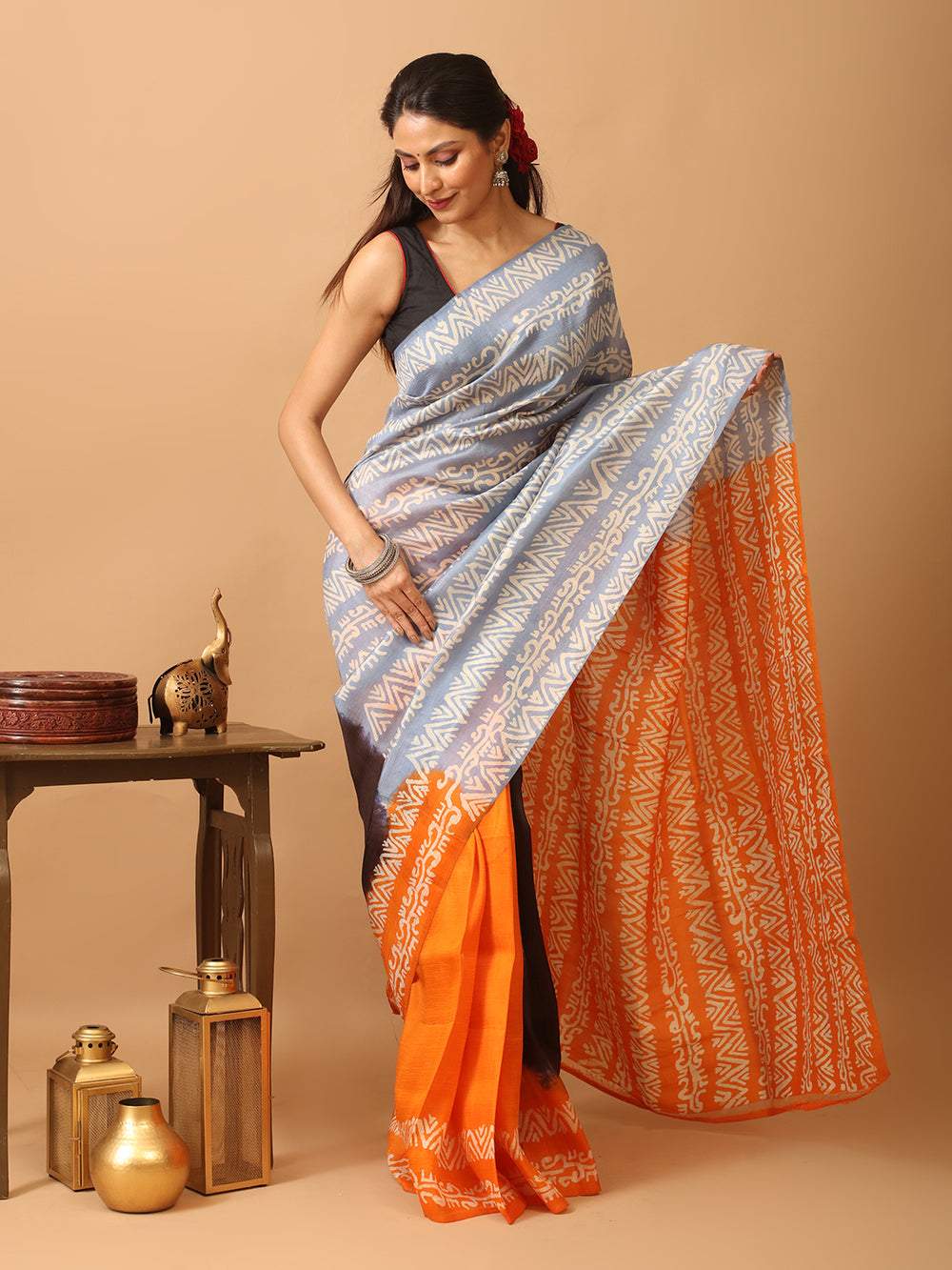 New Batik Design Digital Print Soft Silk Saree with Blouse Piece |