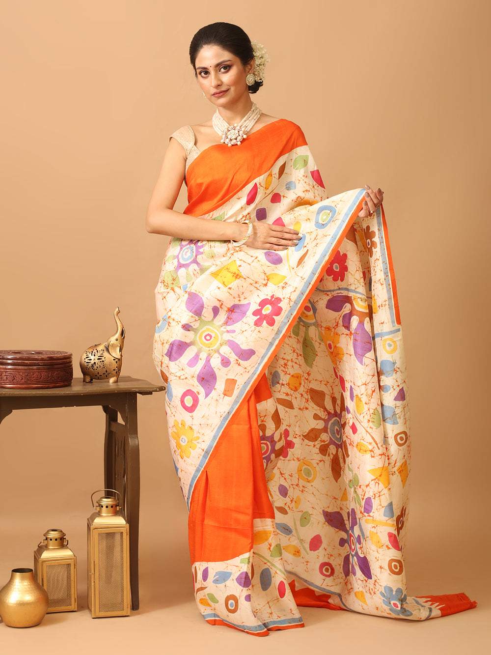 New Batik Design Digital Print Soft Silk Saree with Blouse Piece |