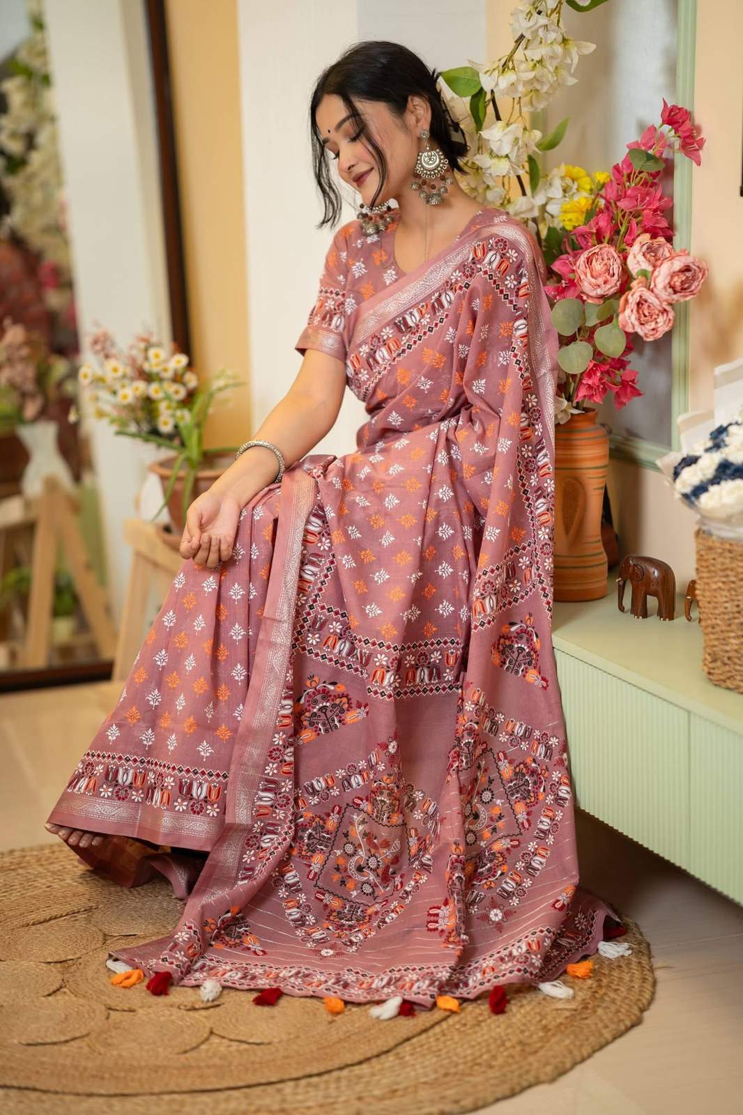 Arong Cotton Block Printed Shari |