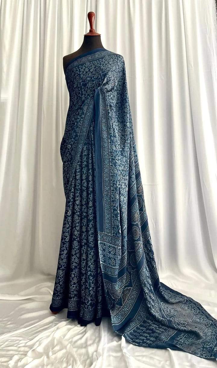 নীলাঞ্জনা | Premium Soft Glossy Silk Digital Print Saree