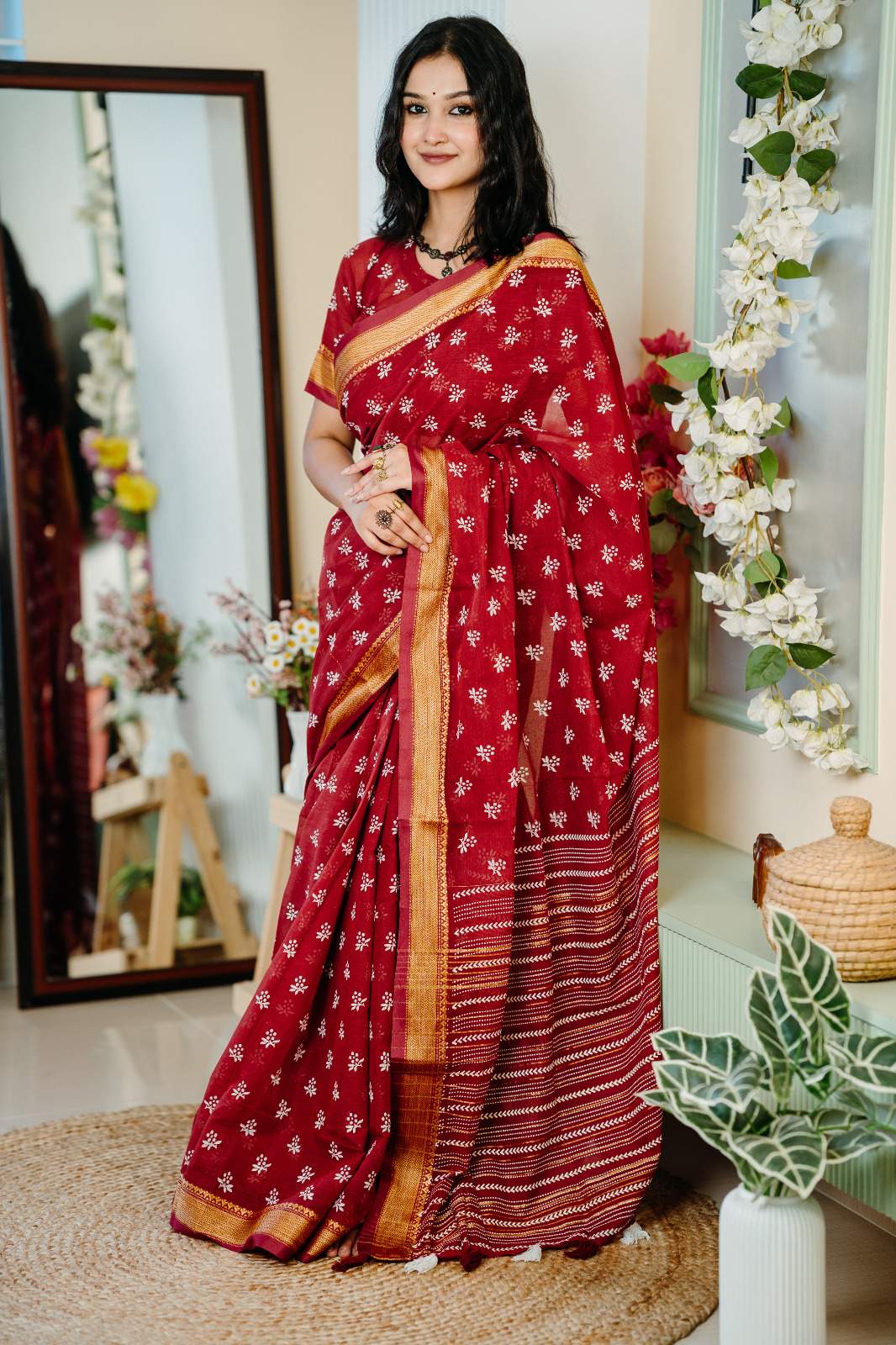 Arong Cotton Block Printed Shari |