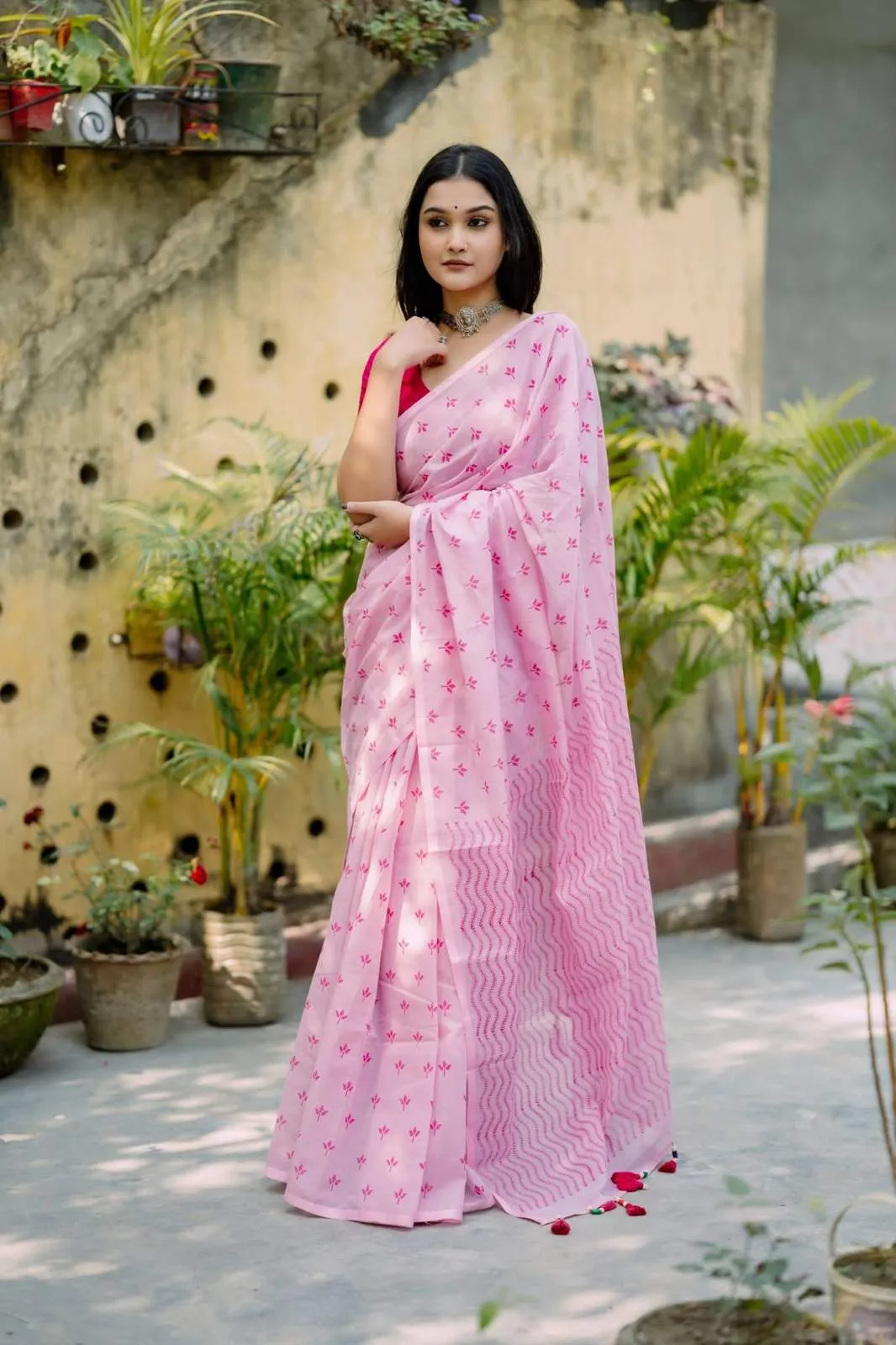 Handloom Cotton Hand block Printed Saree |
