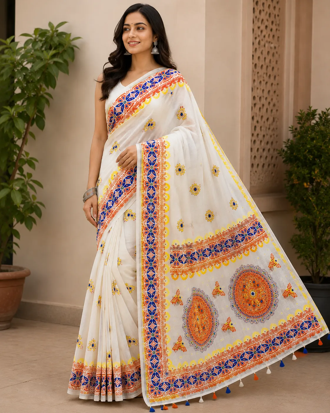 Tangail Mixed Cotton Handblock Saree |