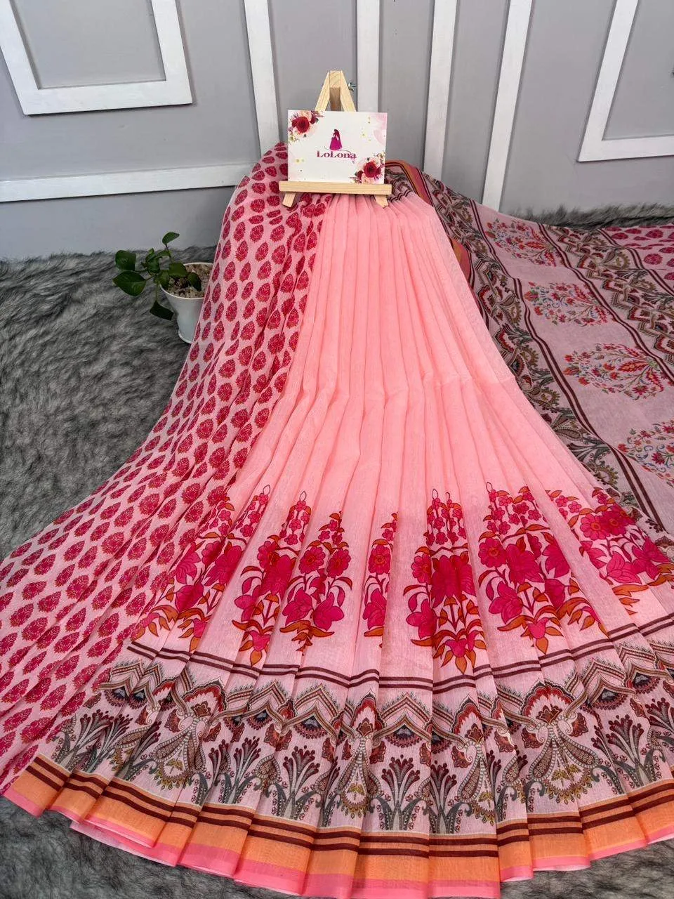 Semi Moslin Silk Digital Printed Saree With Blouse Piece